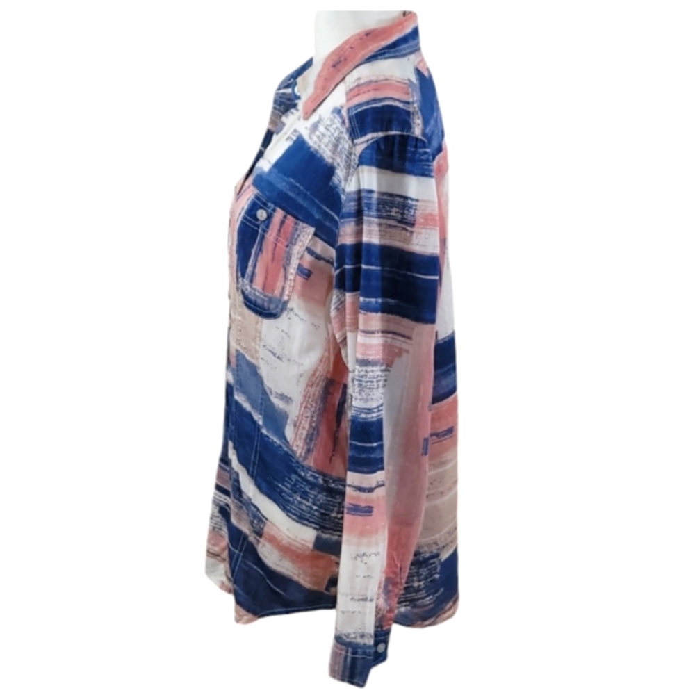 Chico's Top Button Front Multicolor Southwestern … - image 5